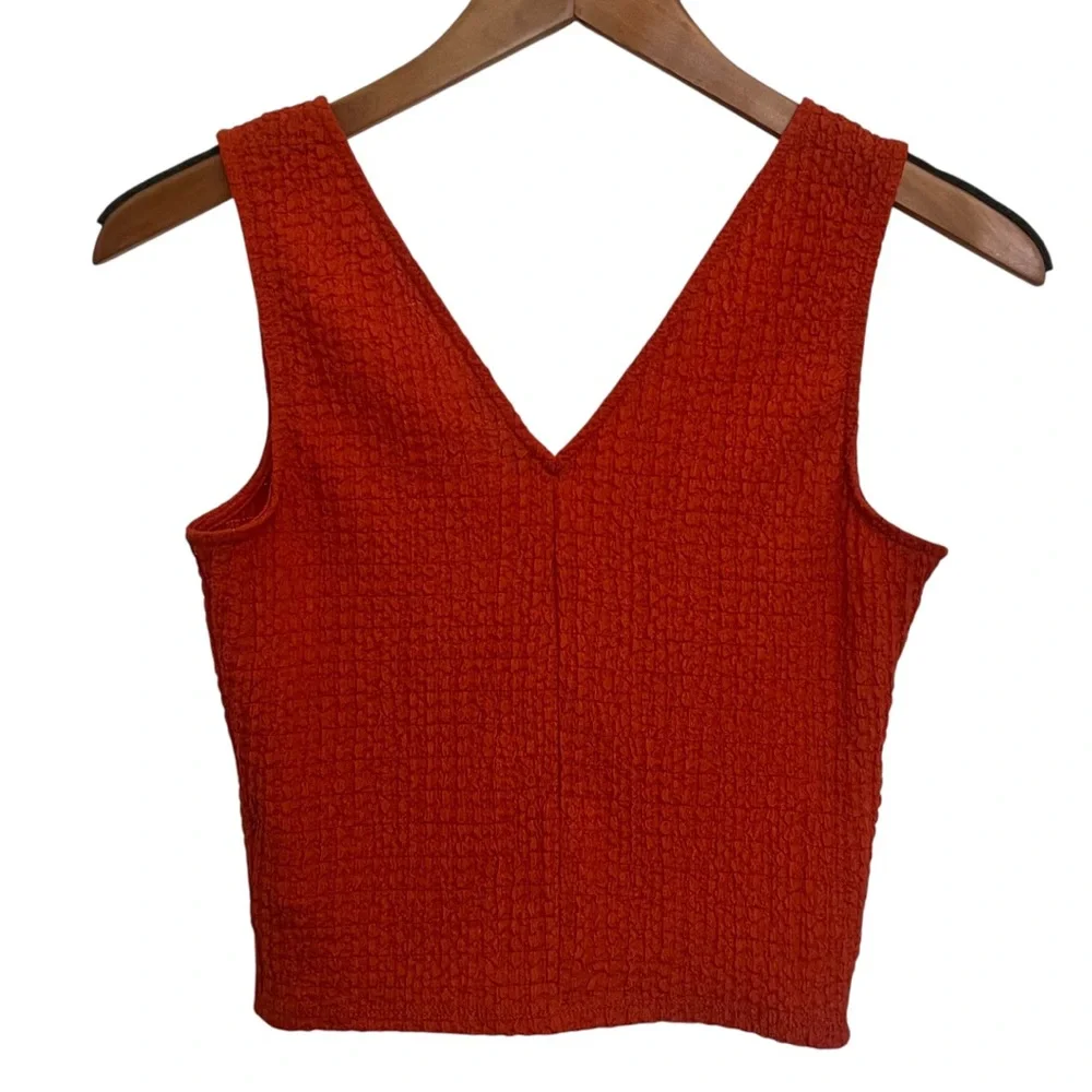 Madewell Burnt Orange Crinkle Crop Tank Top Size XS - Picture 3 of 3